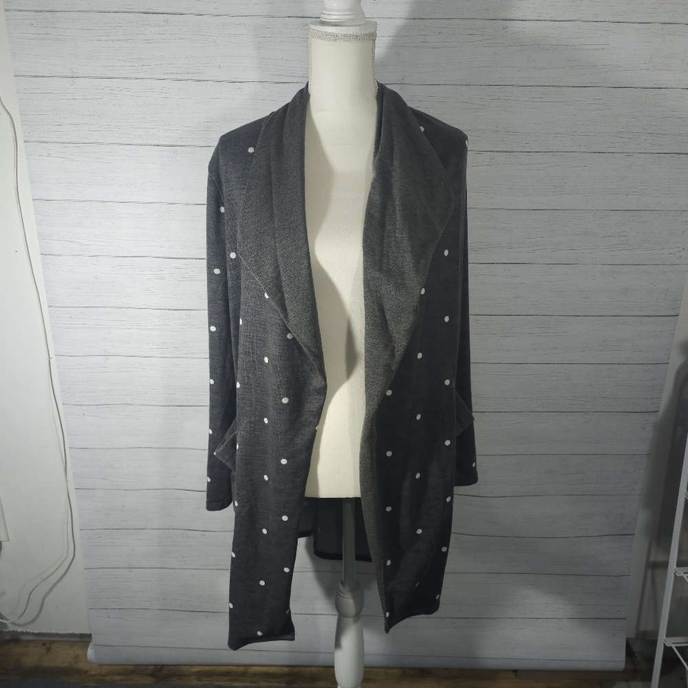 Grey with White Polka Dots Cardigan Size 1X